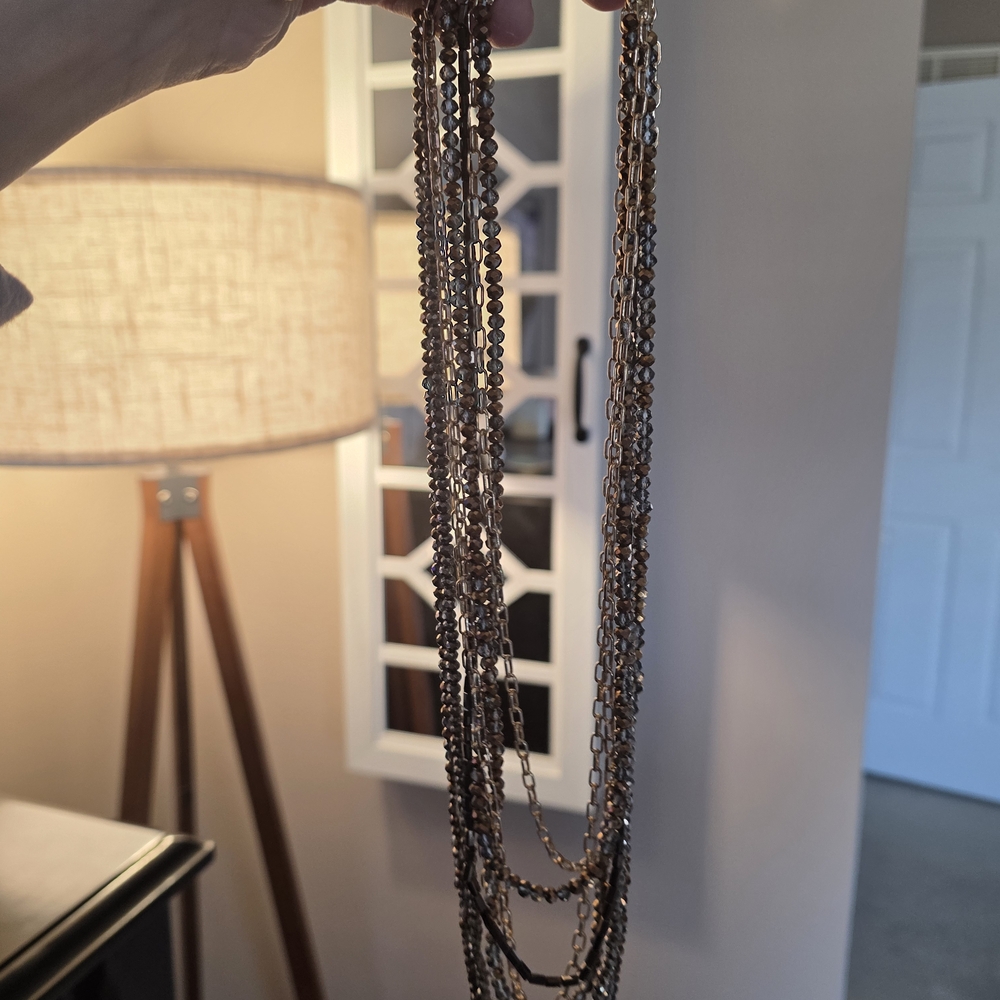 Multi-Strand Metallic Chain Necklace - Gold Tone